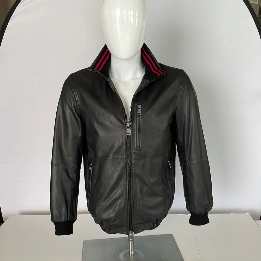 Hugo Boss Mens Leather Jacket - Picture 2 of 14